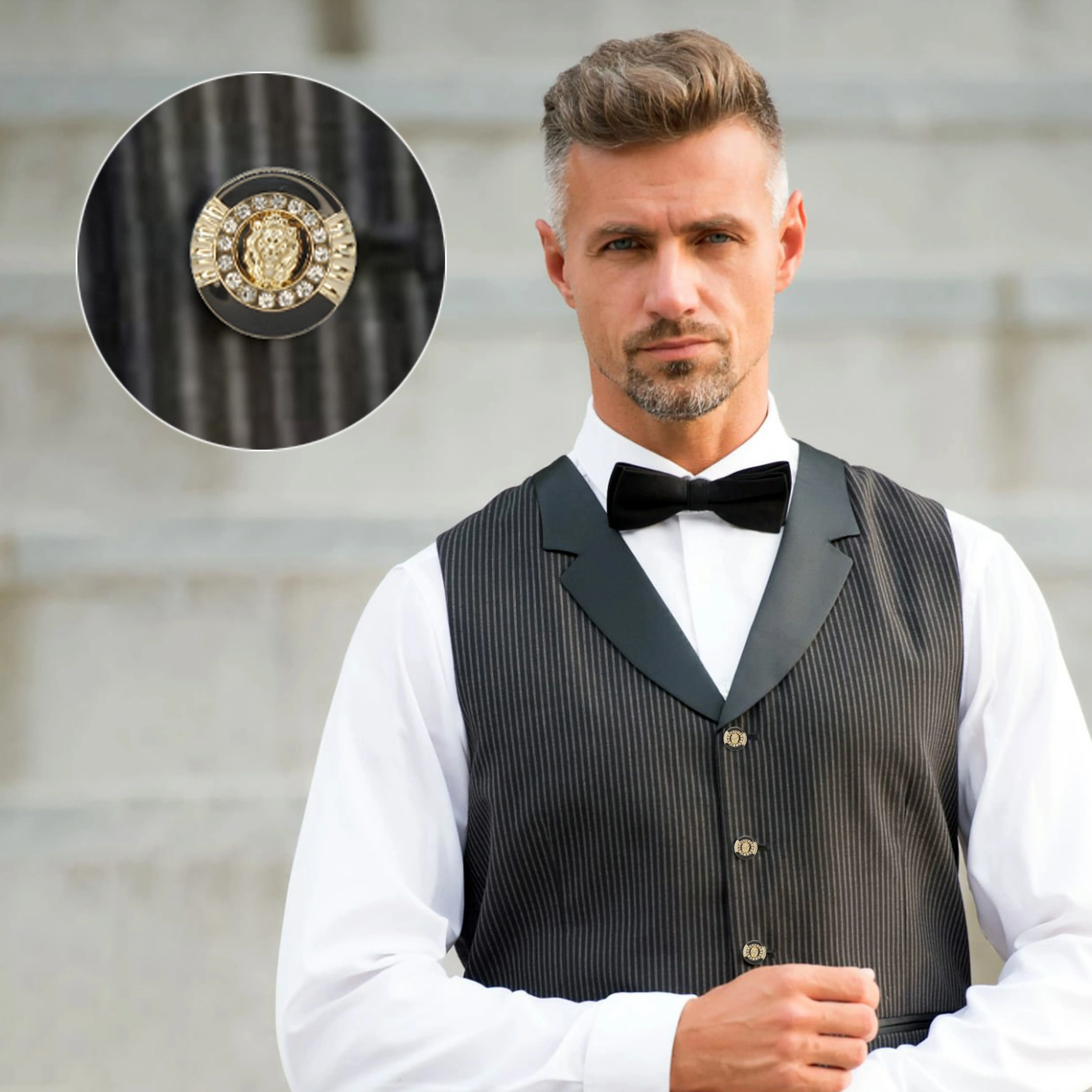12mm Lion Rhinestone Shirt Buttons