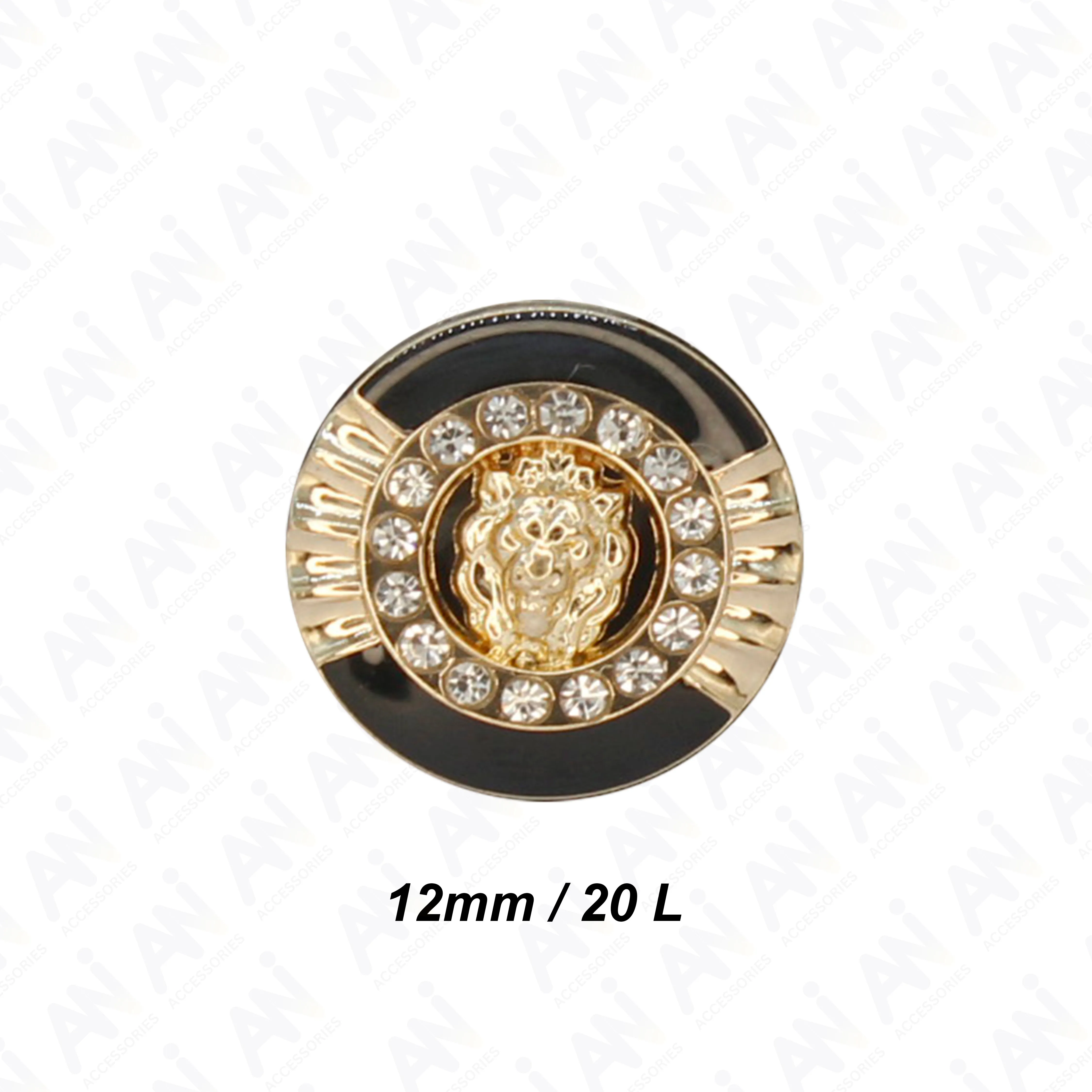 12mm Lion Rhinestone Shirt Buttons