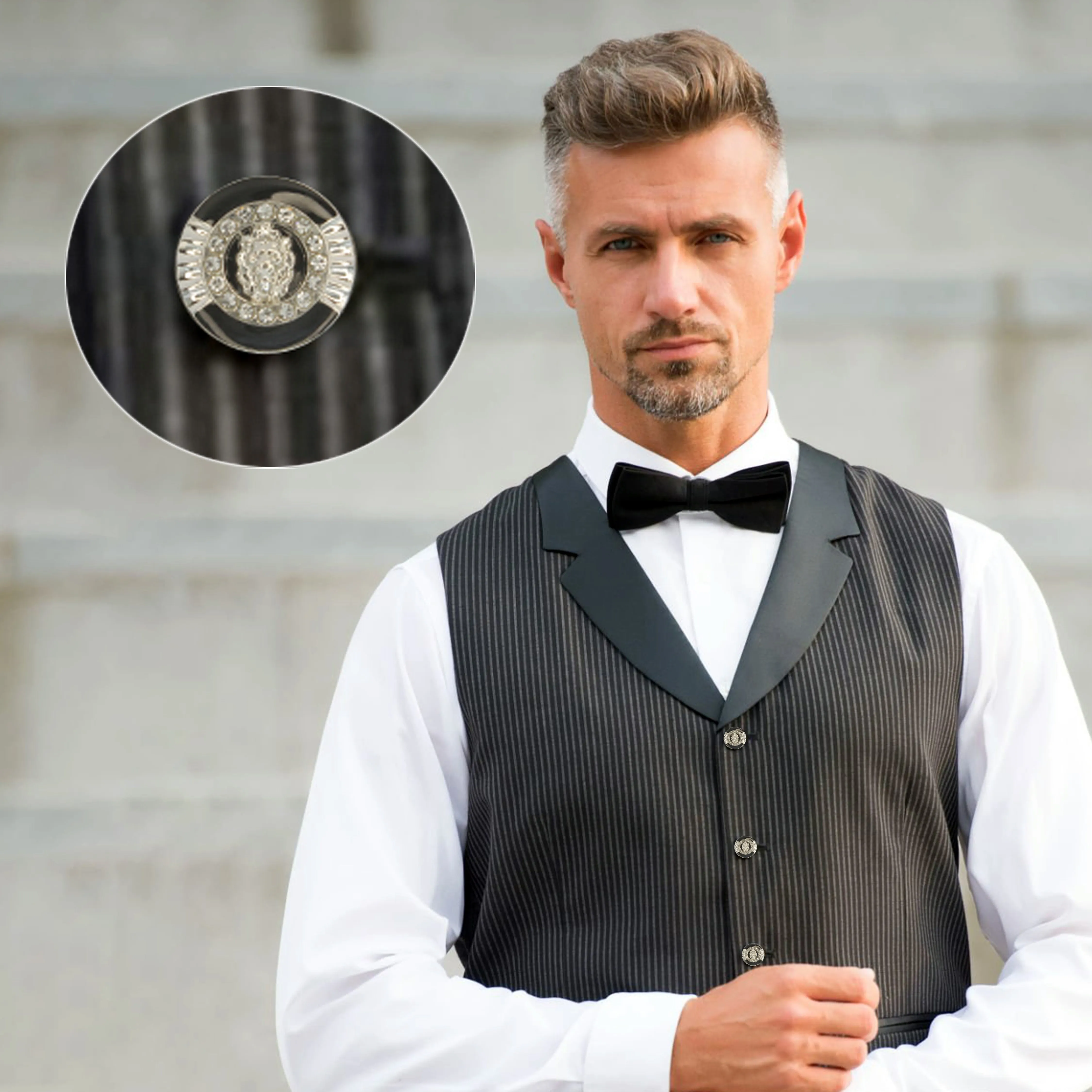 12mm Lion Rhinestone Shirt Buttons
