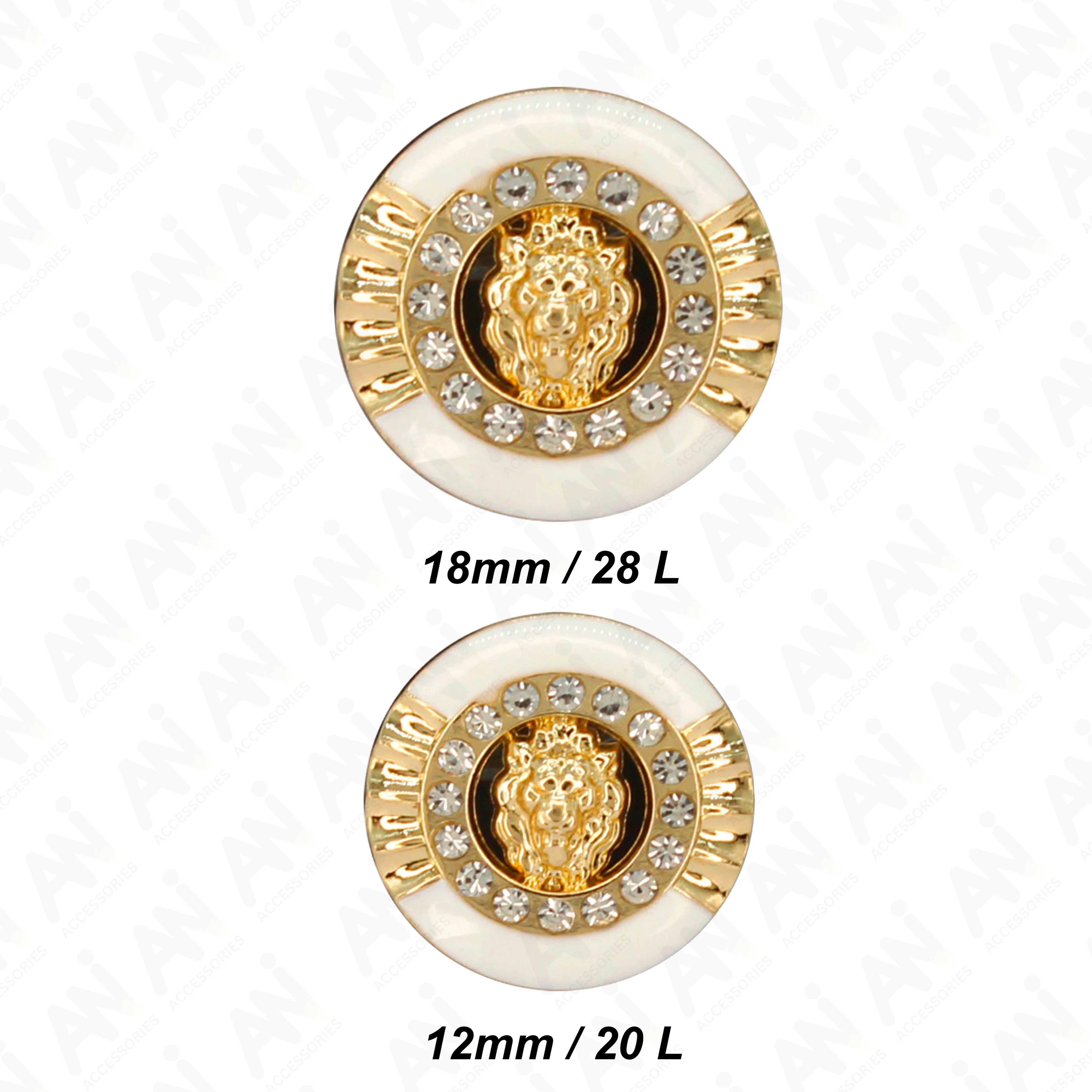 12mm Lion Rhinestone Shirt Buttons