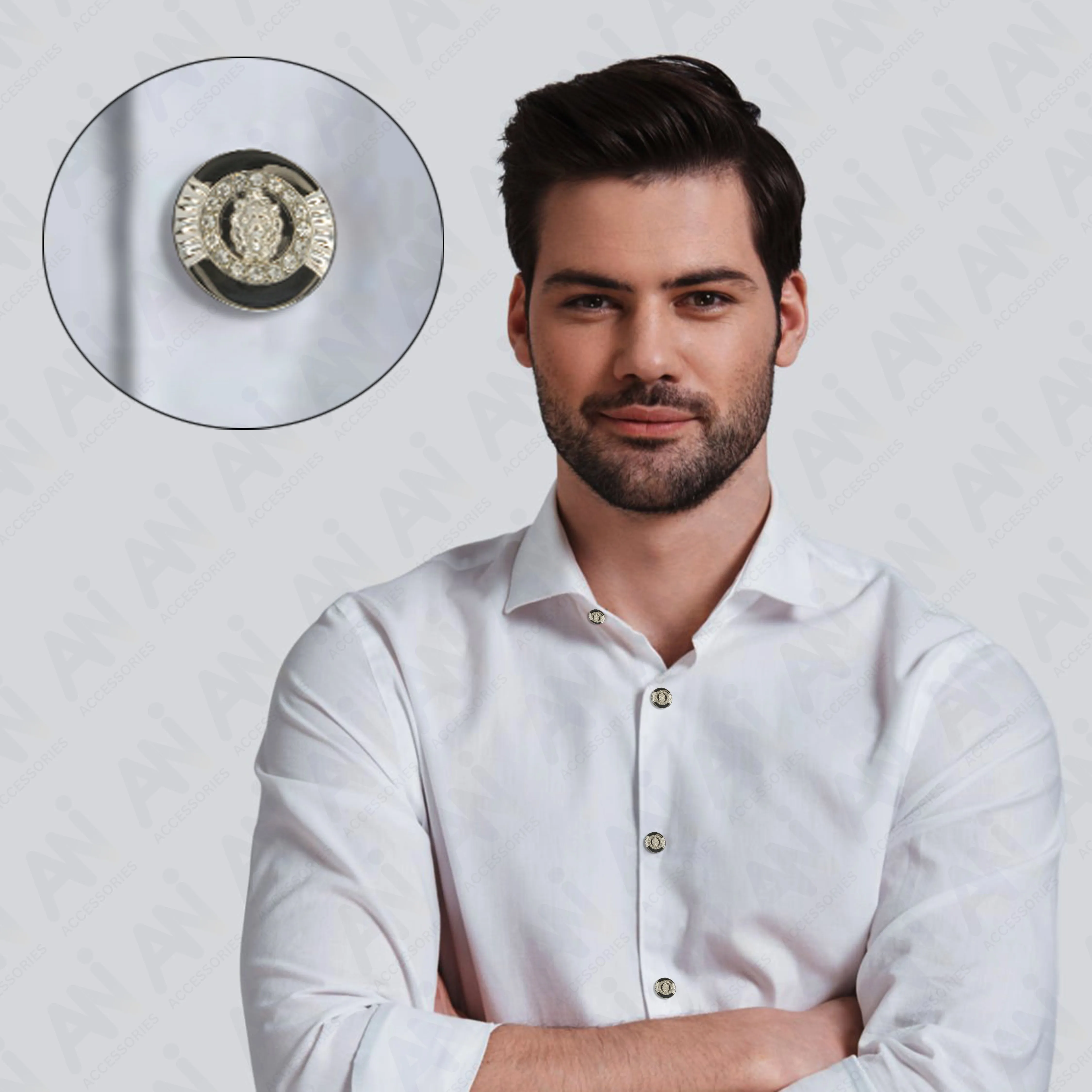 12mm Lion Rhinestone Shirt Buttons