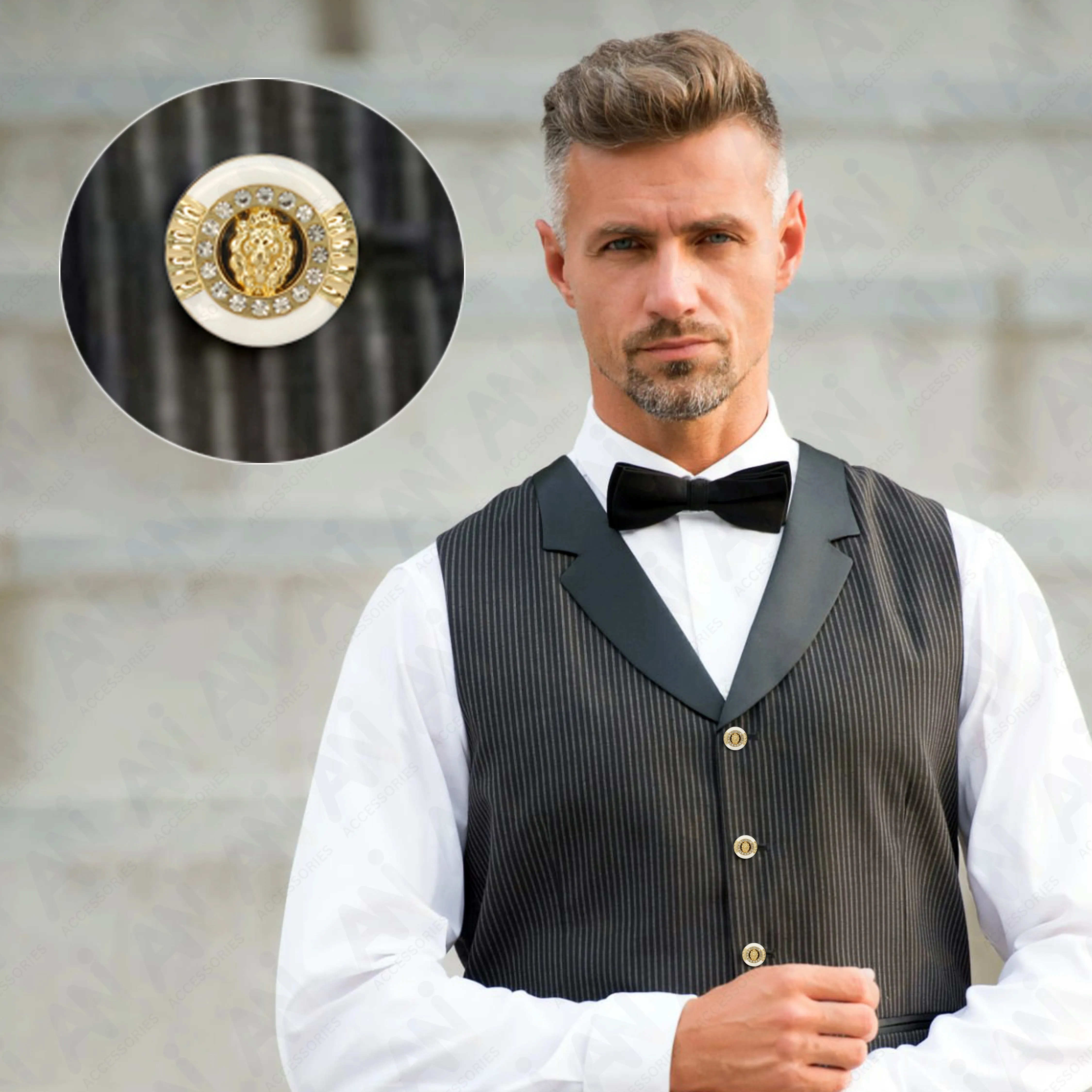 12mm Lion Rhinestone Shirt Buttons