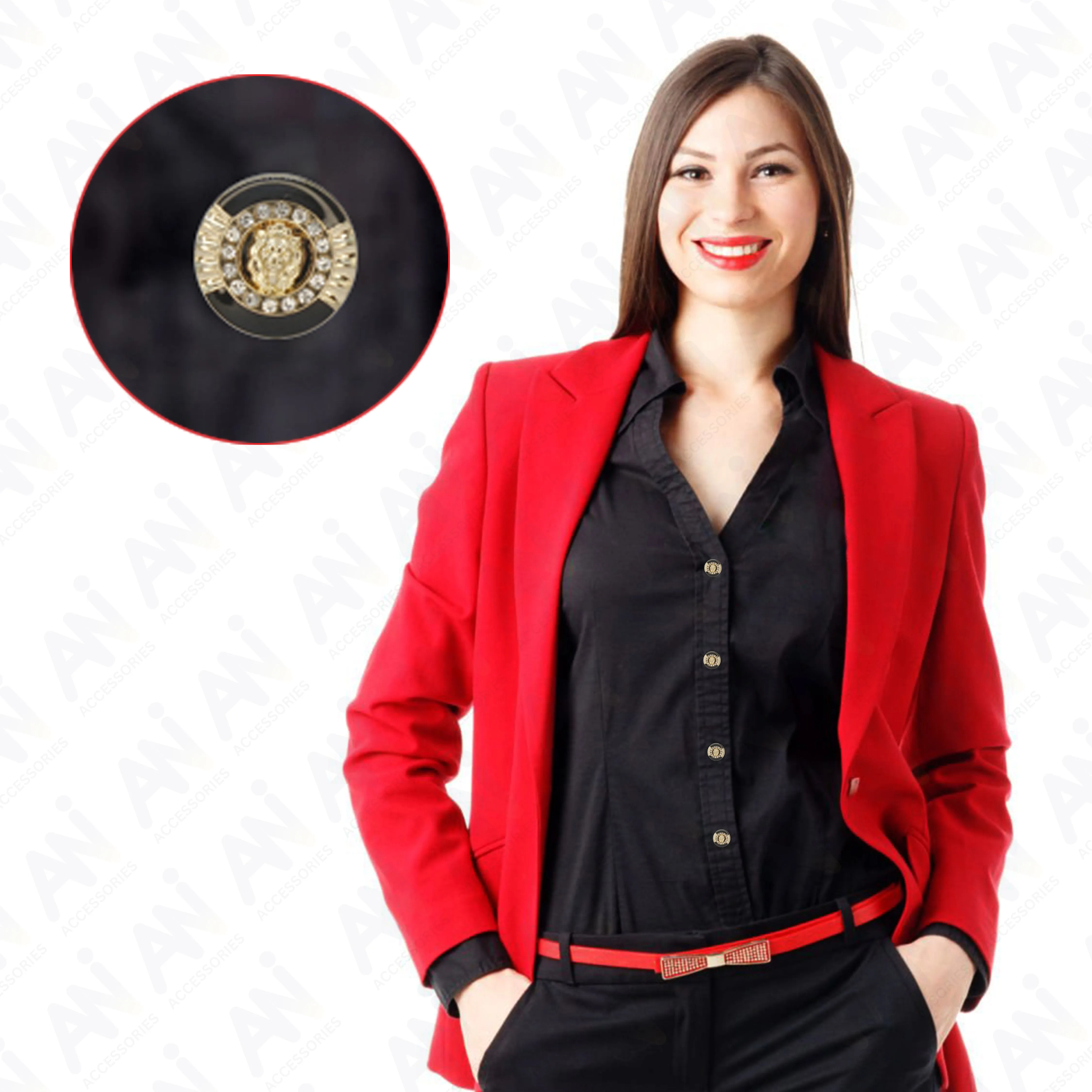 12mm Lion Rhinestone Shirt Buttons