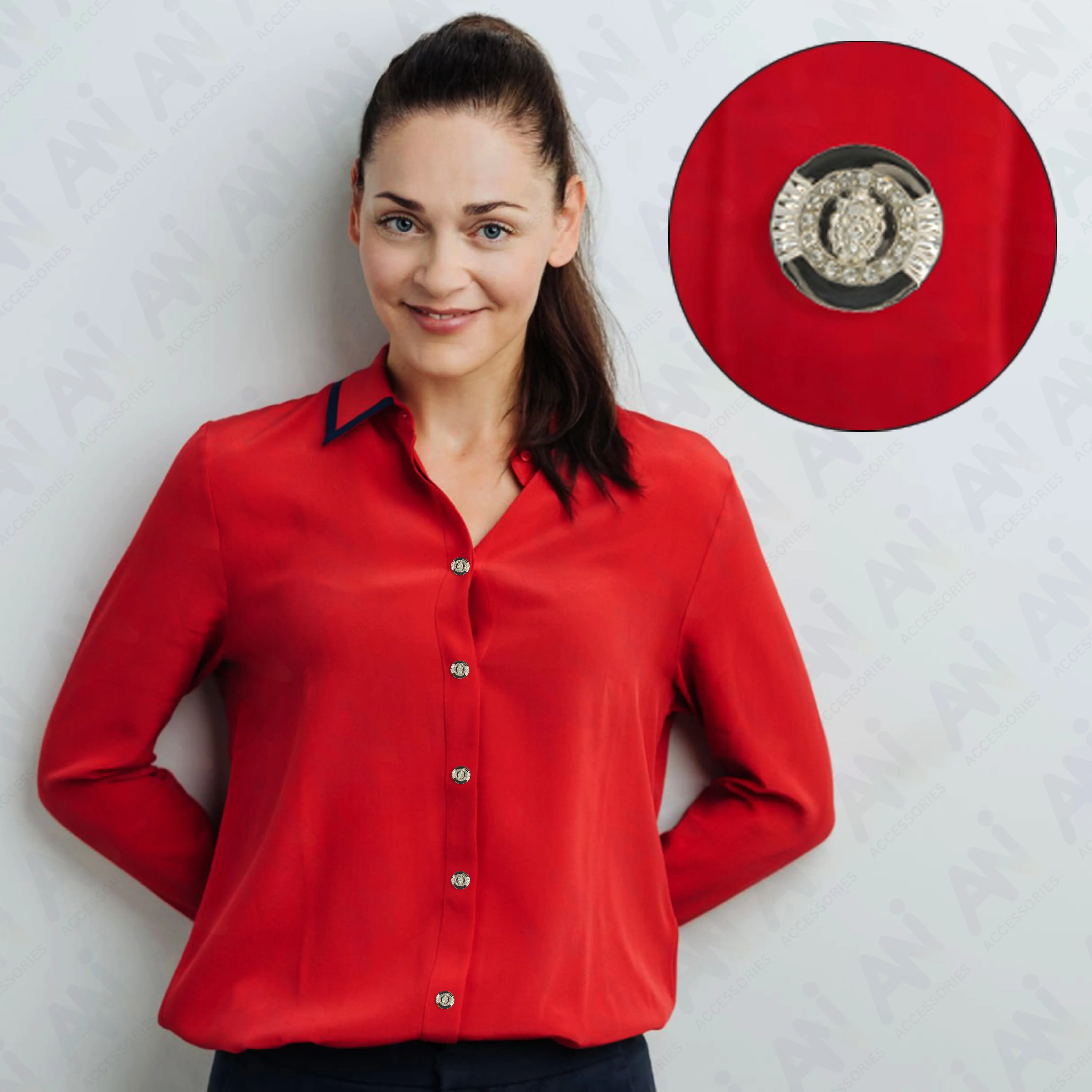 12mm Lion Rhinestone Shirt Buttons