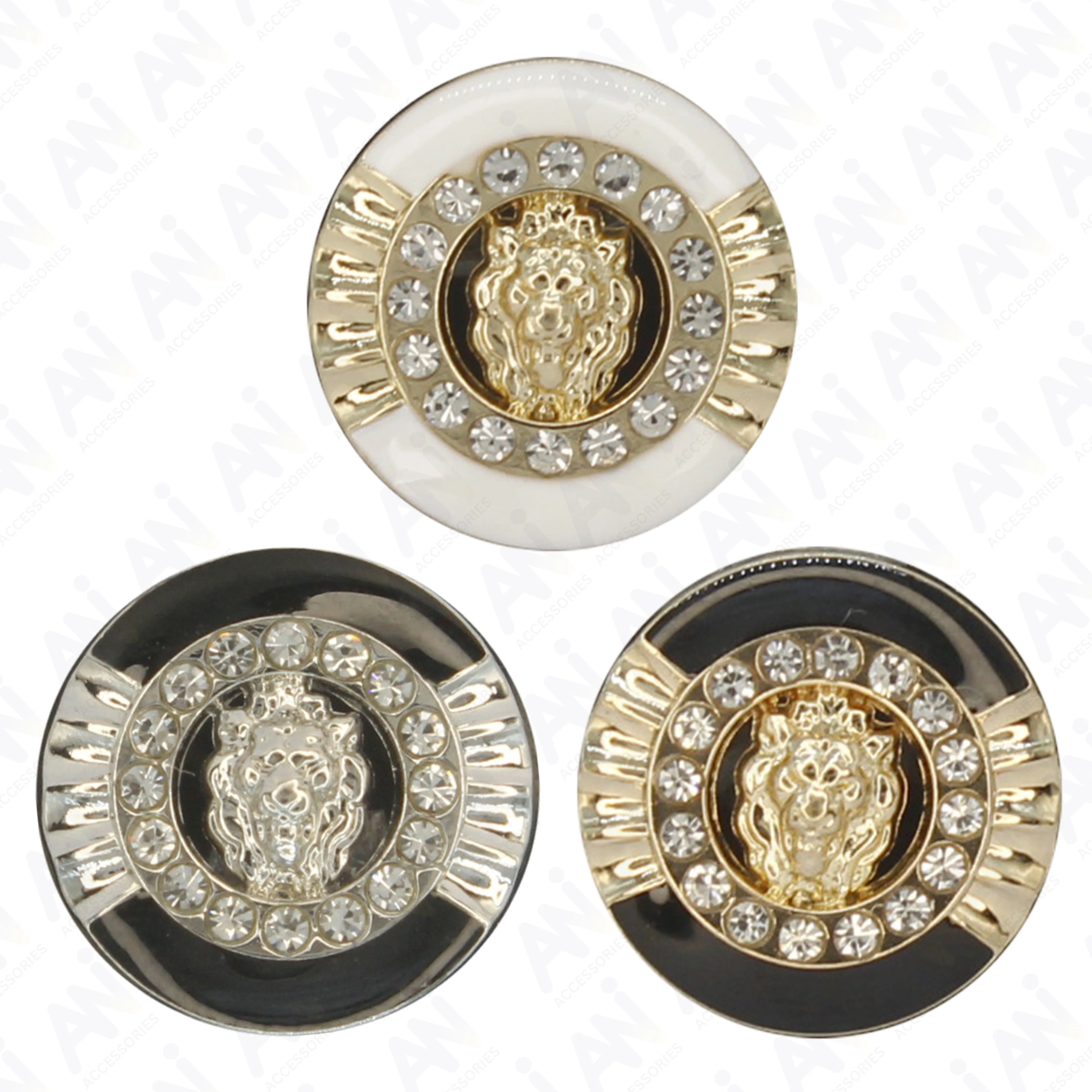 12mm Lion Rhinestone Shirt Buttons