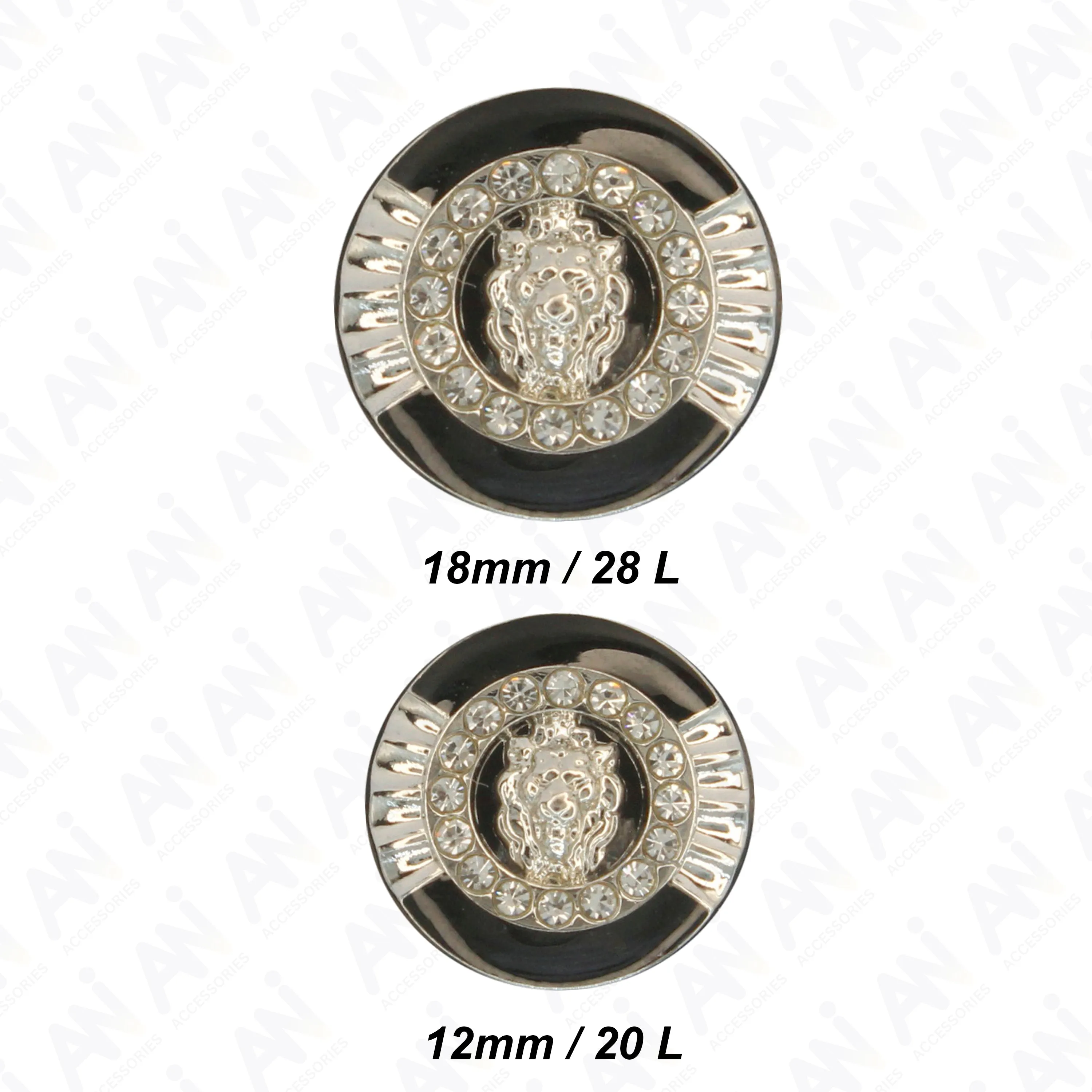 12mm Lion Rhinestone Shirt Buttons