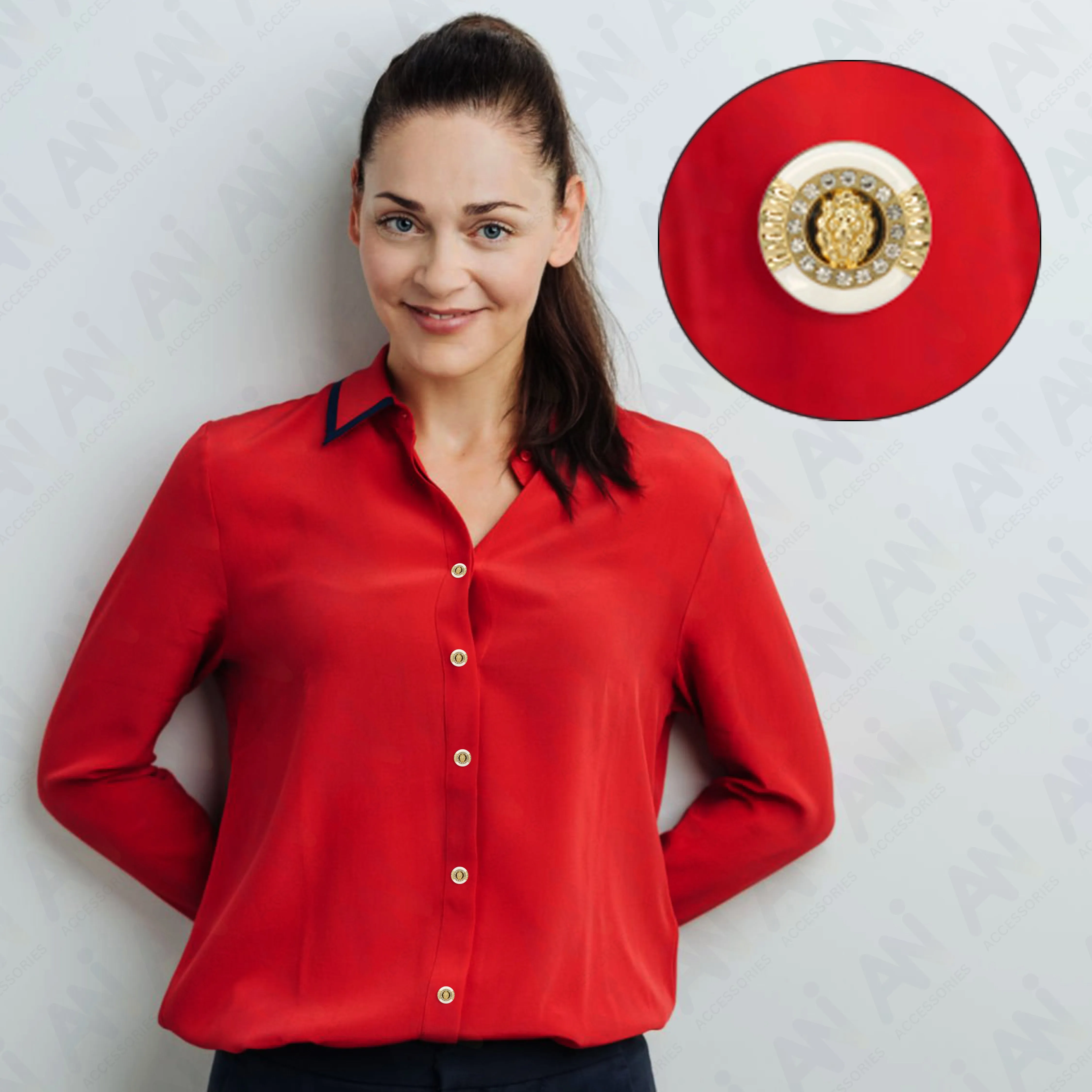 12mm Lion Rhinestone Shirt Buttons
