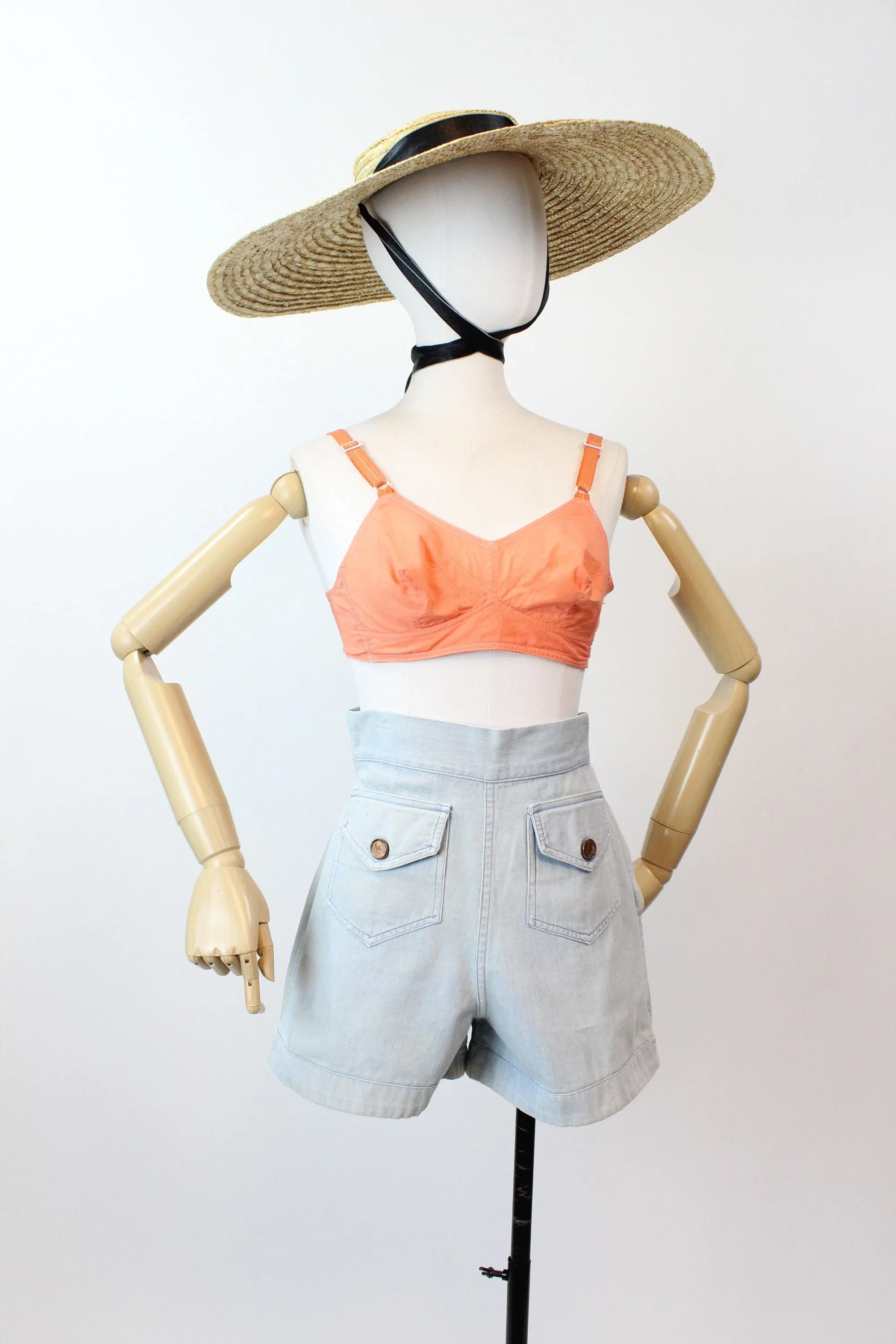 1940s DENIM coin PENNY button shorts xs small | new spring summer