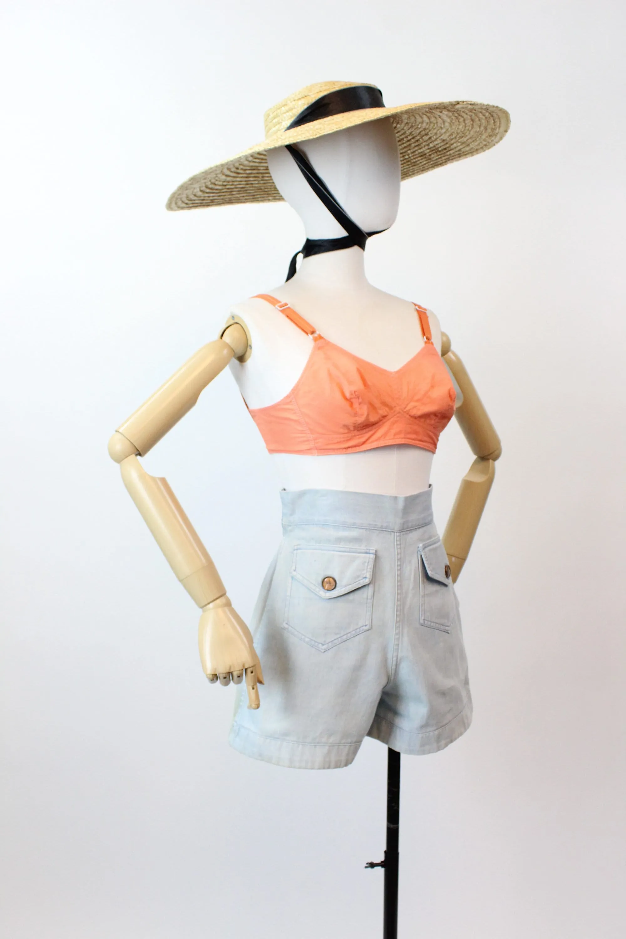 1940s DENIM coin PENNY button shorts xs small | new spring summer