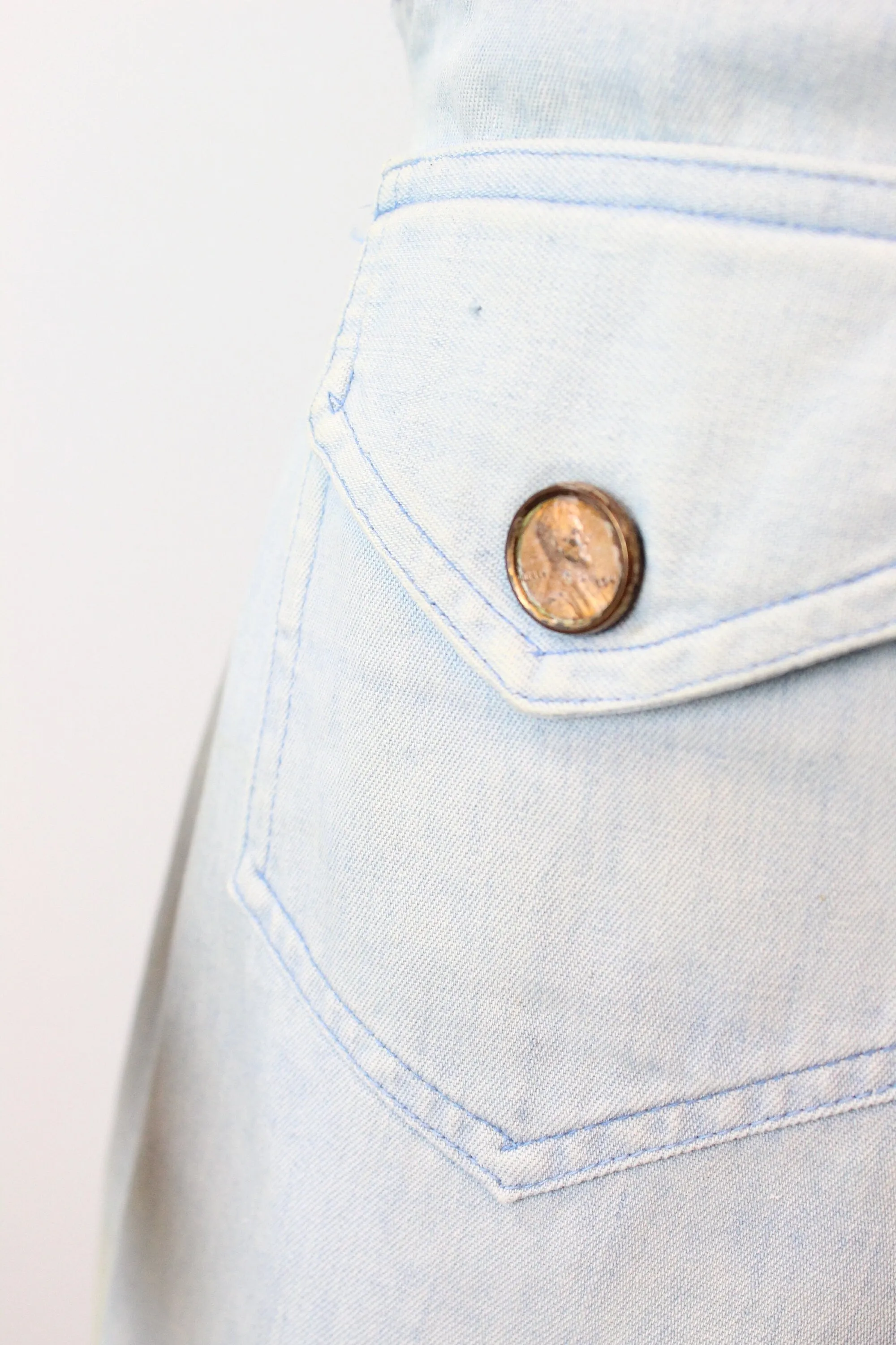 1940s DENIM coin PENNY button shorts xs small | new spring summer