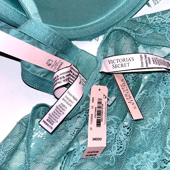 2pc Victoria’s Secret DREAM ANGELS Ribbon Slot Demi Push-Up Bra &amp; Panties Set