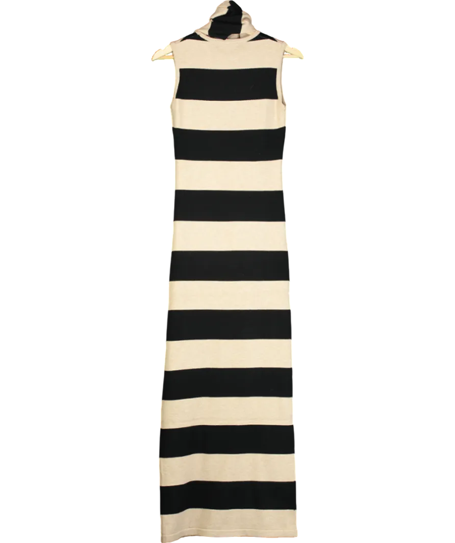 4th & Reckless Beige Striped Knitted Maxi Dress With Scarf UK 6
