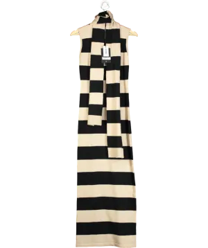 4th & Reckless Beige Striped Knitted Maxi Dress With Scarf UK 6