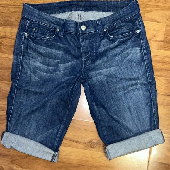 7 For All Mankind Denim Jean Cuffable Shorts