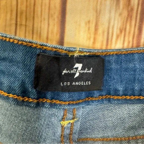 7 For All Mankind Women’s Denim Rolled Cuff Navy Jean Shorts Size 14