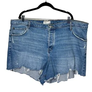 Abercrombie &amp; Fitch Women High Rise The Dad Shorts Medium Blue Wash 36