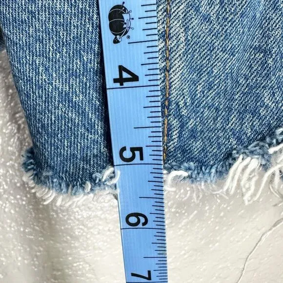 Abercrombie &amp; Fitch Women High Rise The Dad Shorts Medium Blue Wash 36