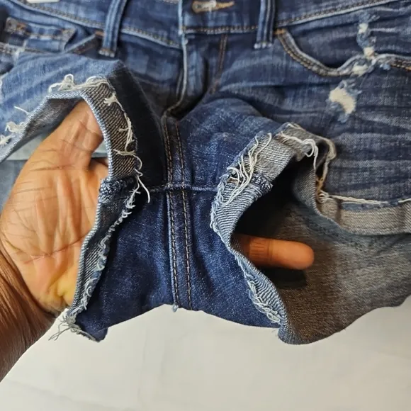 Abercrombie Fitch Annie Distressed Low Rise Y2K Micro Mini Shorts Denim Size 2