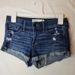 Abercrombie Fitch Annie Distressed Low Rise Y2K Micro Mini Shorts Denim Size 2