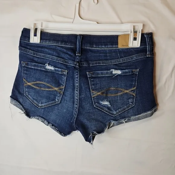 Abercrombie Fitch Annie Distressed Low Rise Y2K Micro Mini Shorts Denim Size 2