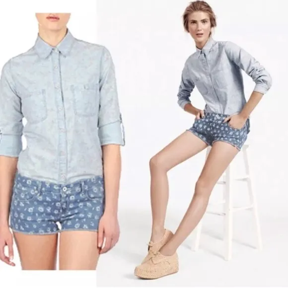 AG Liberty Flowered Jean Shorts