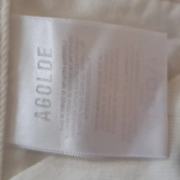 Agolde Womens Parker Short Ivory Distressed Denim Shorts Raw Hem Size 29