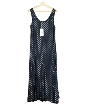 Albaray Blue Spot Godet Maxi Dress, Navy/white UK 12