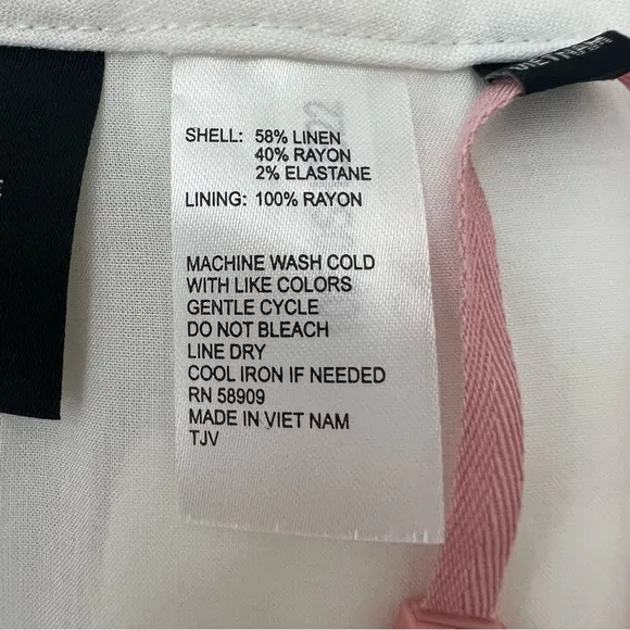 Alex Marie Women Linen White Dressy REINA Shorts Pockets Lined Pleated Long