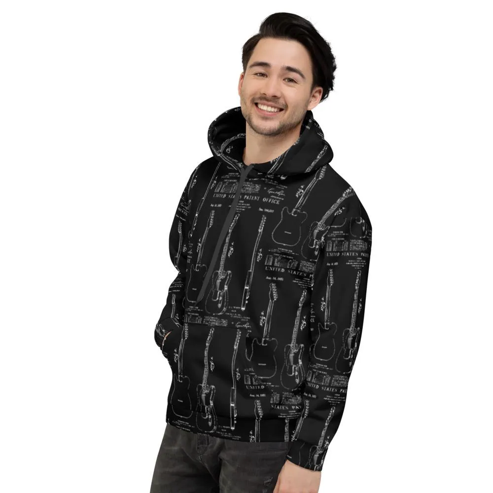 All-Over Guitar Patent Print T Hoodie