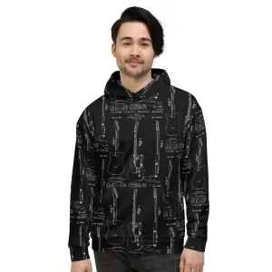 All-Over Guitar Patent Print T Hoodie