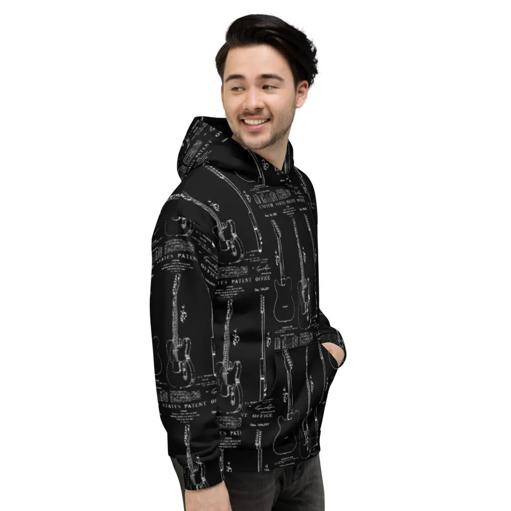All-Over Guitar Patent Print T Hoodie