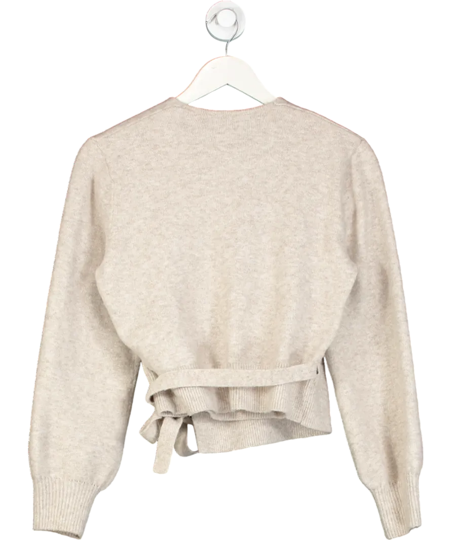 & Other Stories Beige Mohair-blend Knitted Wrap Cardigan UK XS