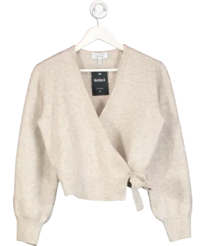 & Other Stories Beige Mohair-blend Knitted Wrap Cardigan UK XS