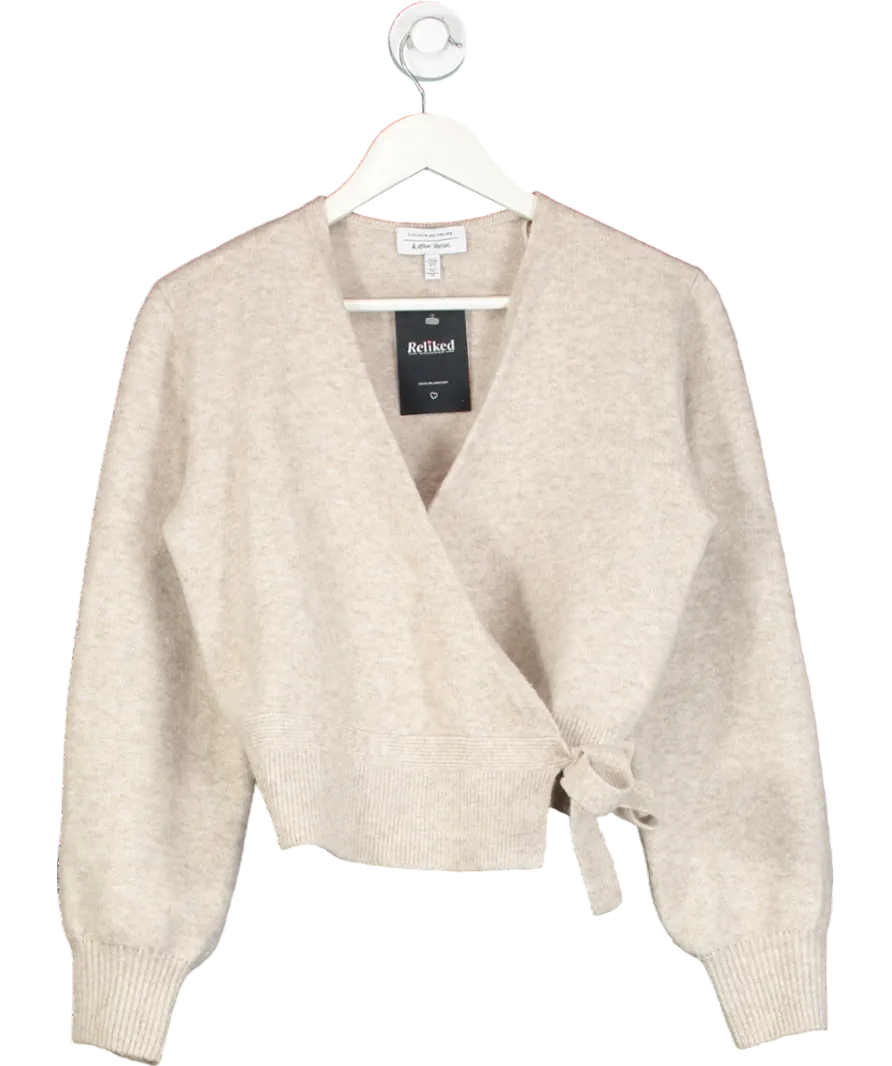 & Other Stories Beige Mohair-blend Knitted Wrap Cardigan UK XS