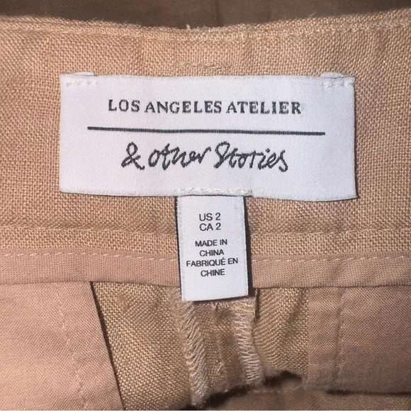 &amp; Other Stories NWT High-Rise Relaxed Tan Linen Shorts