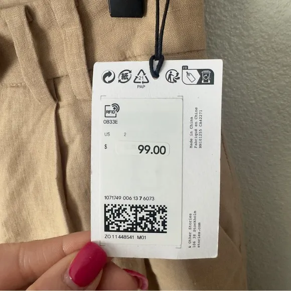 &amp; Other Stories NWT High-Rise Relaxed Tan Linen Shorts