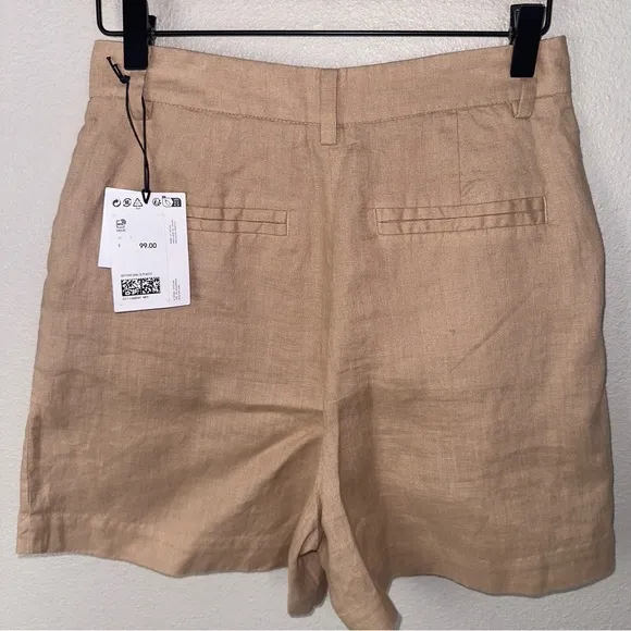 &amp; Other Stories NWT High-Rise Relaxed Tan Linen Shorts