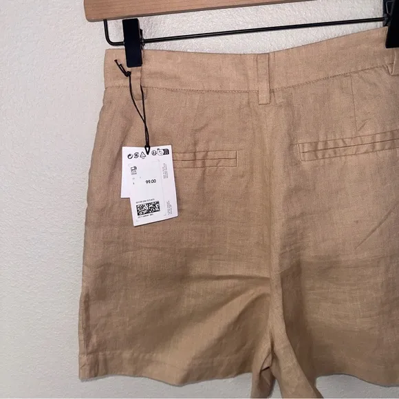 &amp; Other Stories NWT High-Rise Relaxed Tan Linen Shorts