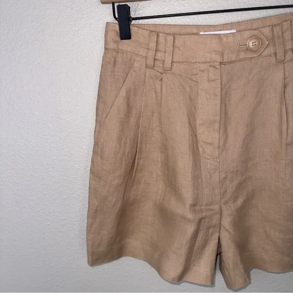 &amp; Other Stories NWT High-Rise Relaxed Tan Linen Shorts