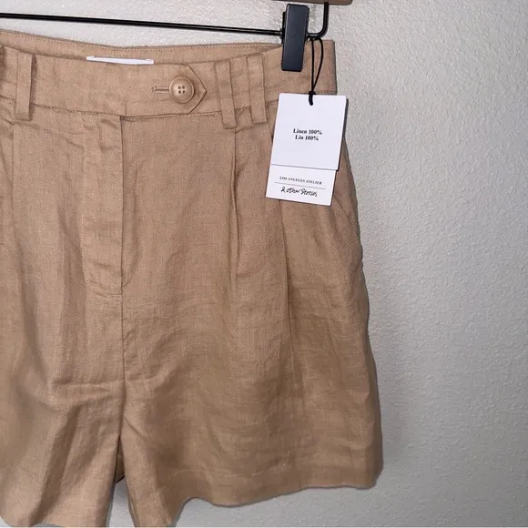 &amp; Other Stories NWT High-Rise Relaxed Tan Linen Shorts