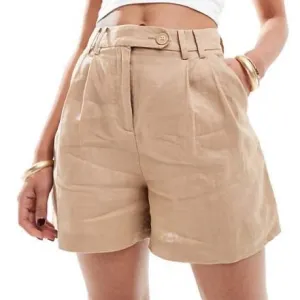 &amp; Other Stories NWT High-Rise Relaxed Tan Linen Shorts