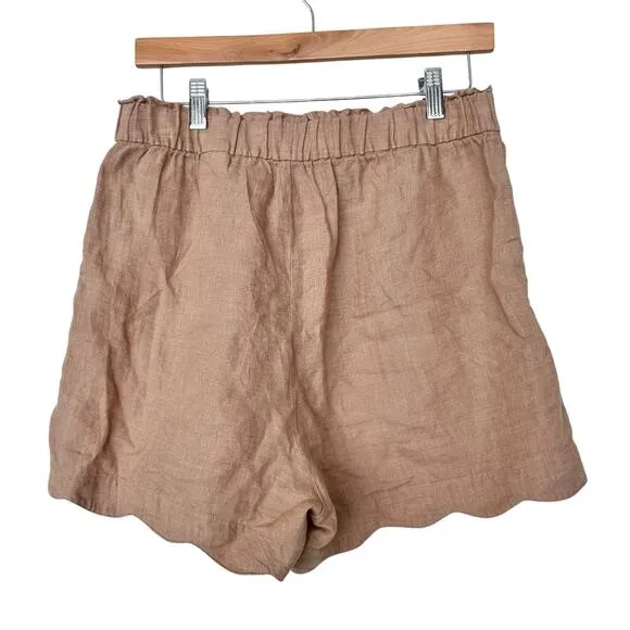 &amp; Other Stories Tan Linen Scallop Hem Shorts Sz 8
