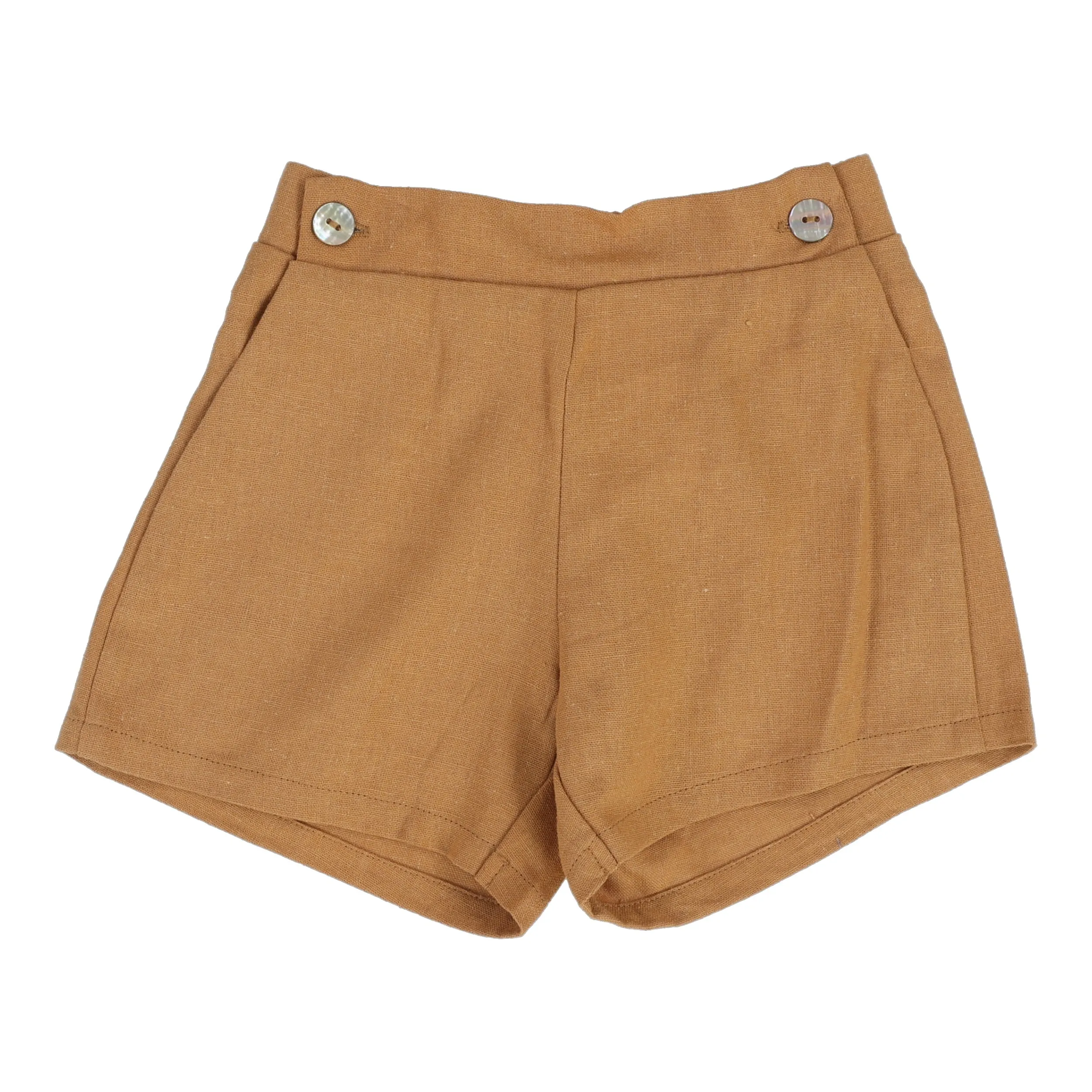 Analogie Linen Shorts - Golden (Gingham Collection)