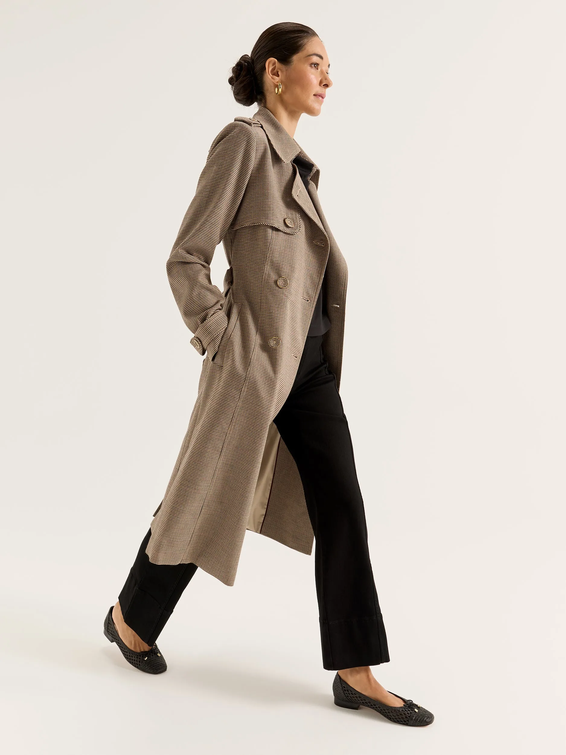 Annie Check Trench Coat
