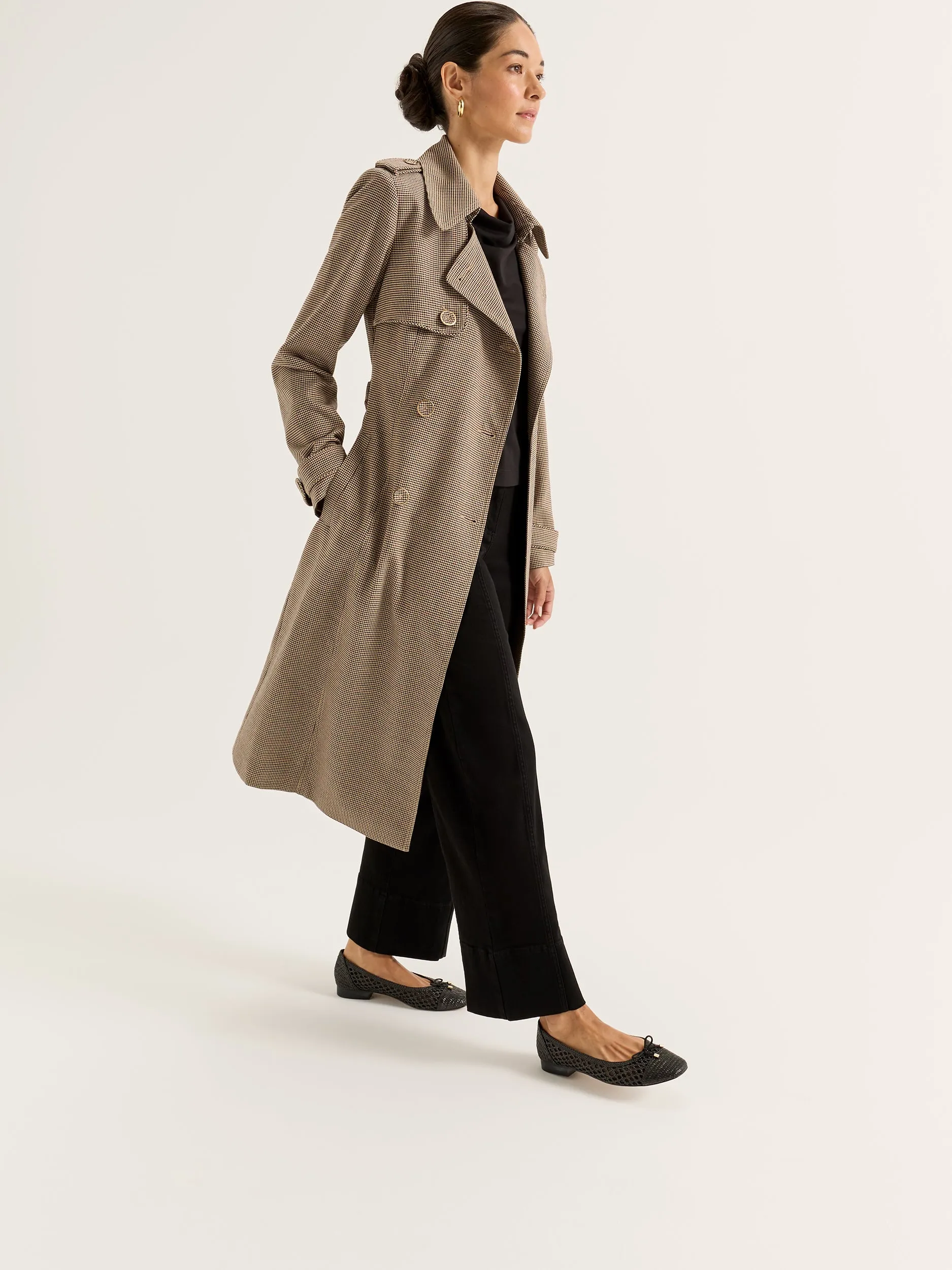 Annie Check Trench Coat