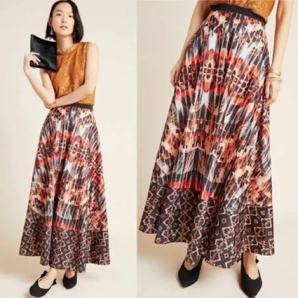 Anthropologie Bhanuni by Jyoti Kaleidoscope Maxi Skirt Brown Multi-Color; Size:S