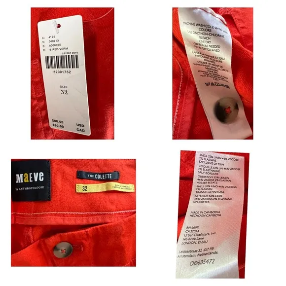 Anthropologie Colette Linen Blend Shorts 32