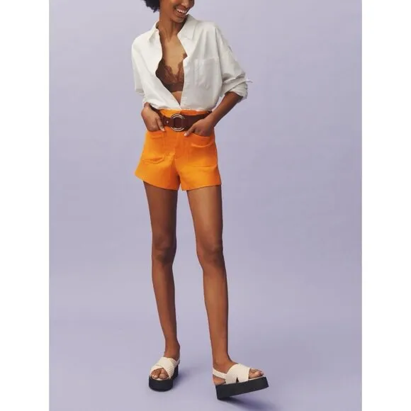 Anthropologie Colette Shorts by Maeve Linen Edition Women’s Size 32 Orange NWT
