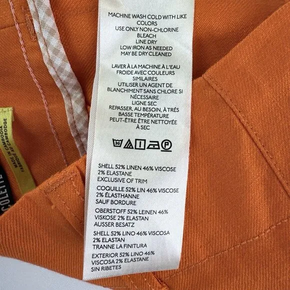 Anthropologie Colette Shorts by Maeve Linen Edition Women’s Size 32 Orange NWT