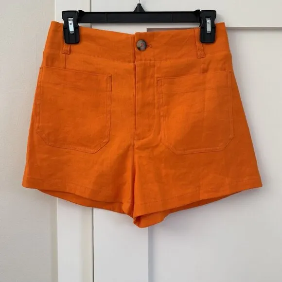 Anthropologie Colette Shorts by Maeve Linen Edition Women’s Size 32 Orange NWT
